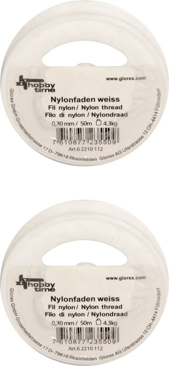Glorex Hobby Nylon Draad 0.3mm - 50m - Wit - afbeelding 2 van 2