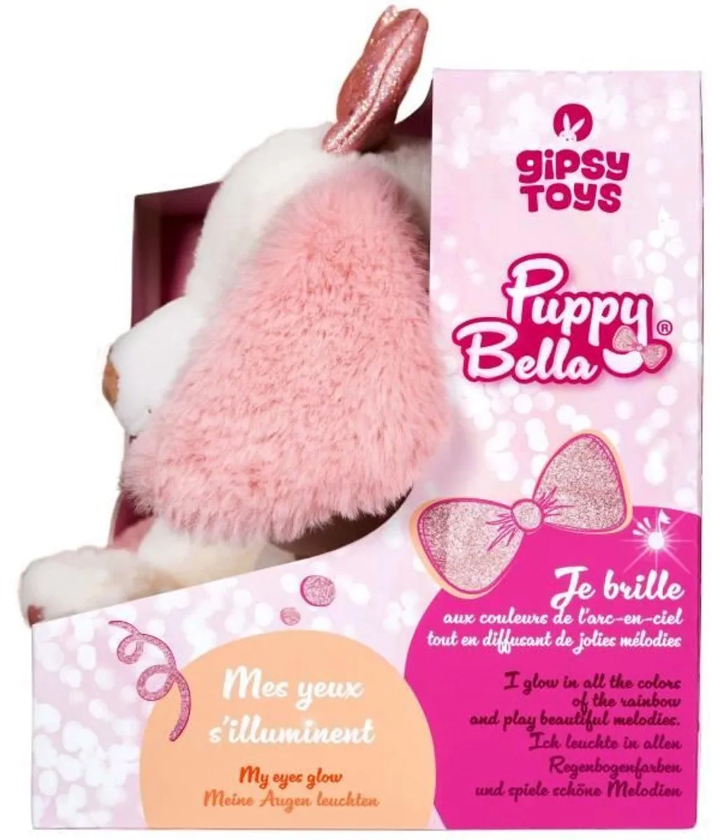 Gipsy Toys Puppy Bella Knuffelhond - 30cm - Roze/Wit