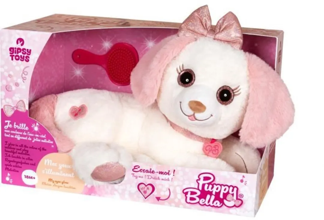 Gipsy Toys Puppy Bella Knuffelhond - 30cm - Roze/Wit