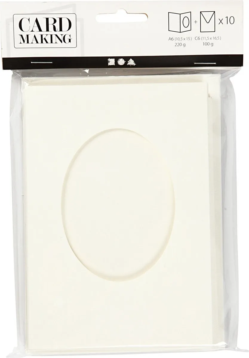 Creativ Company Passepartout Ovaal 10,5x15cm - Off-white - 10 Stuks
