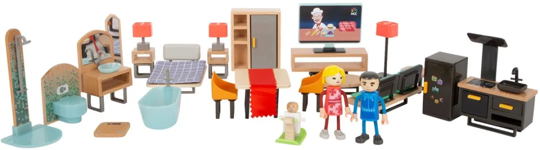 Small Foot Houten Poppenhuis Meubeltjes Modern Set 31-delig - Multicolor