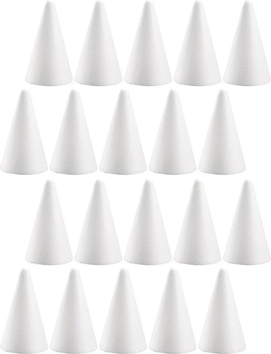 Rayher Piepschuim Kegels 20 Stuks - Wit - H12cm