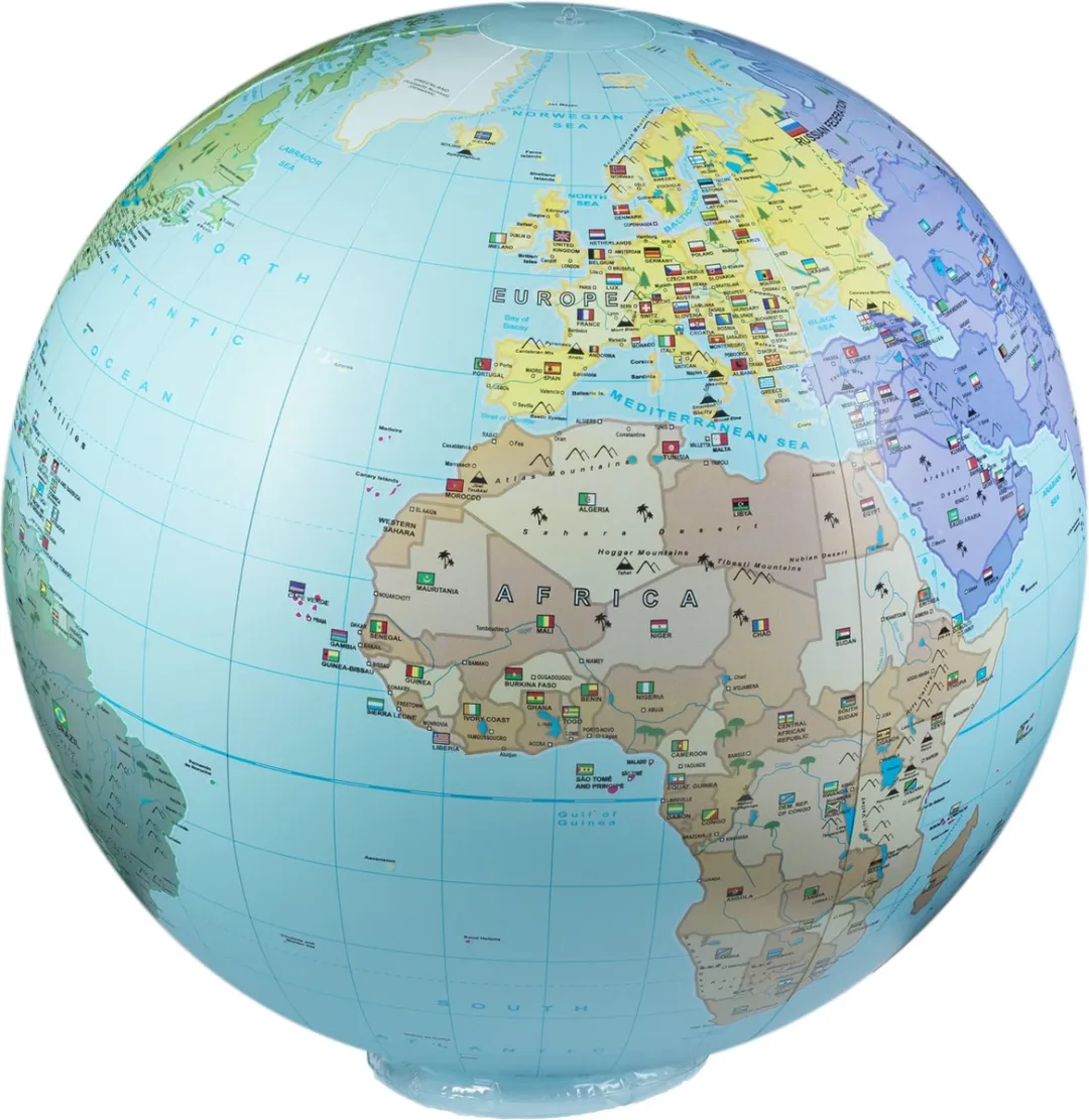Inflatable globe 85 cm political globe XXL - opblaasbare wereldbol politiek - engelstalig