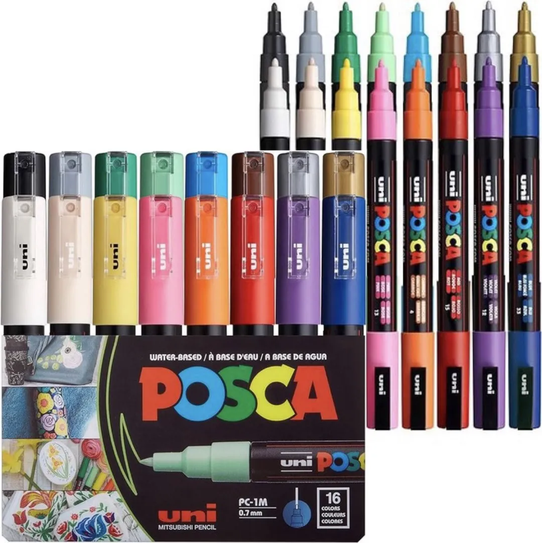 Posca PC-1MR Uni-ball Paint Markers - 16 Stuks Geassorteerd