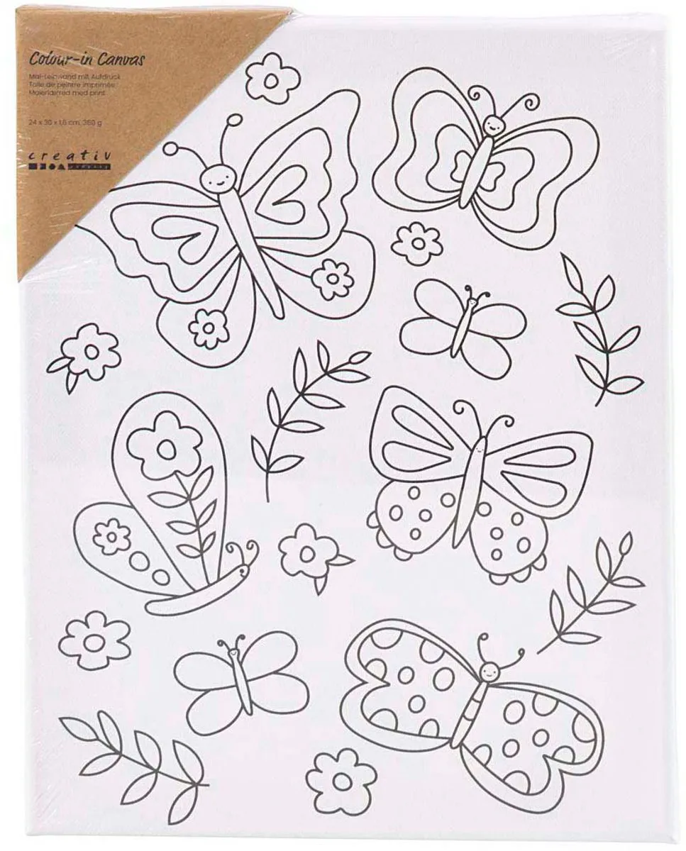 Creativ Company Schildercanvas Vlinders 24x30cm - Multicolor