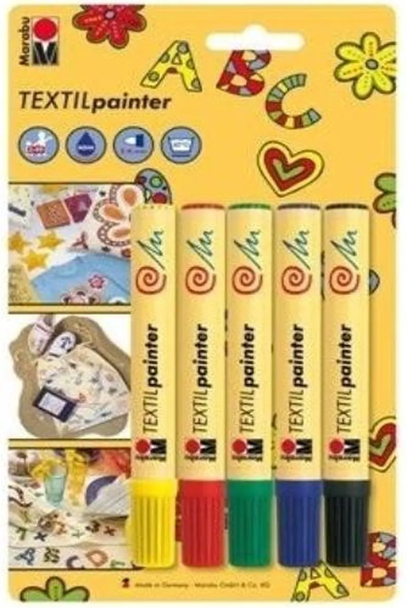 Marabu Textielstiften Set - 5 Stiften Multi