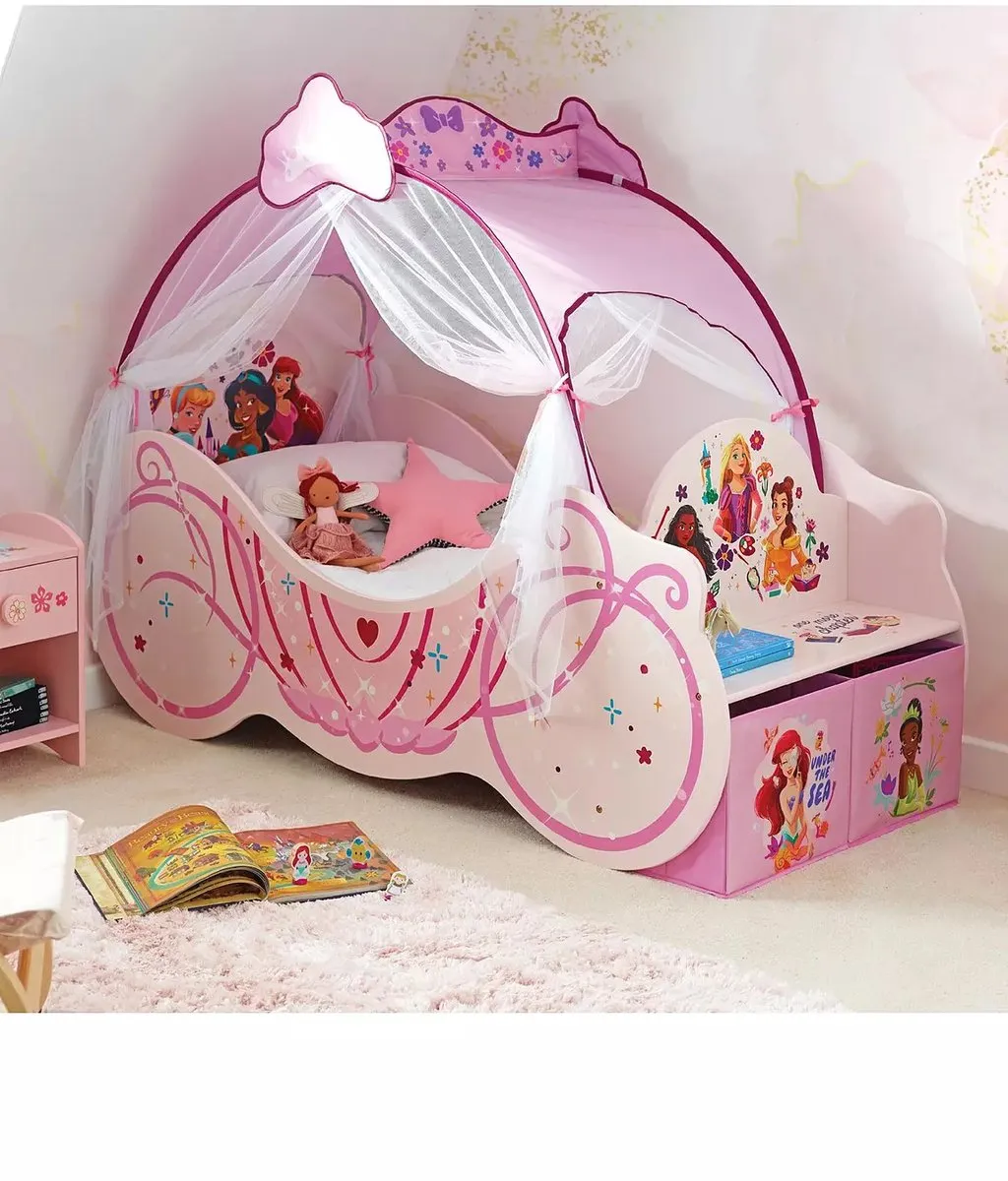 Disney Prinses Koetsbed Eenpersoons Bed - 70x140cm - Roze - afbeelding 4 van 5