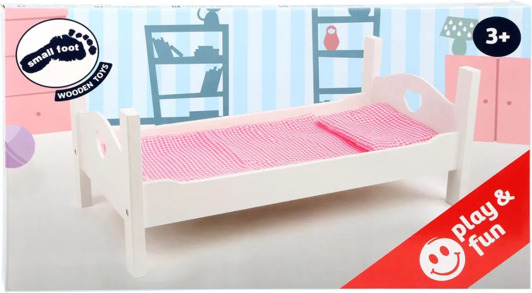 Small Foot Poppenbed 50cm - Wit/Rozem