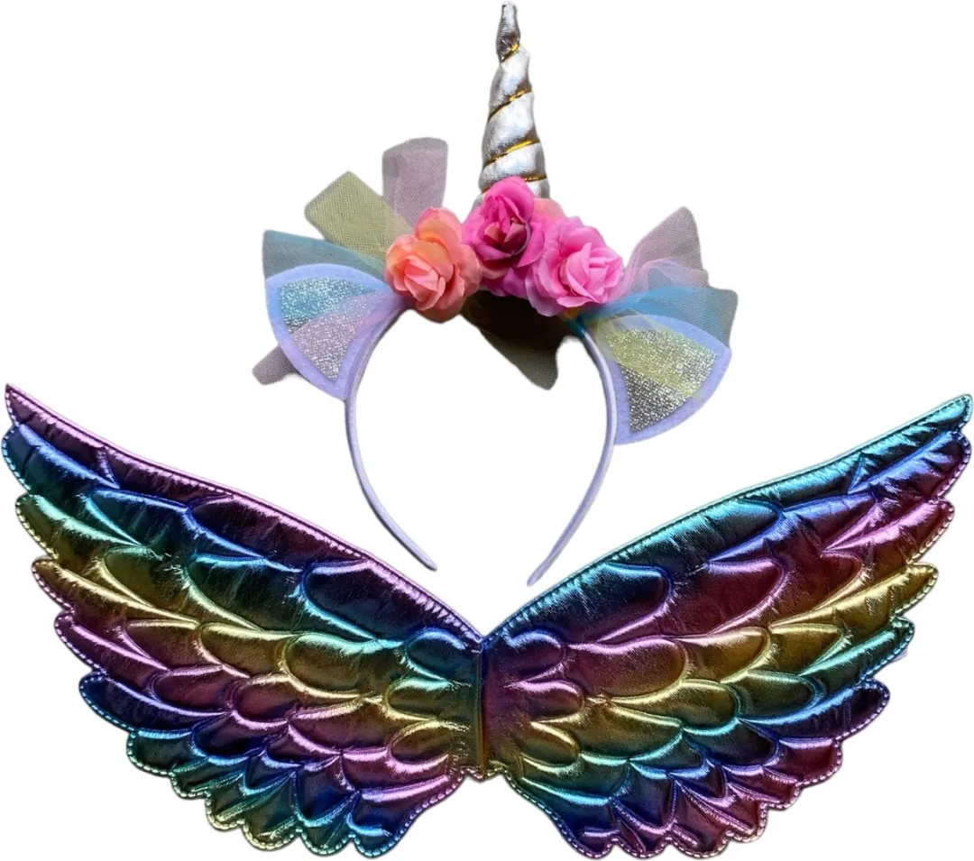 Jobber Toys Regenboog Eenhoorn Vleugels & Haarband