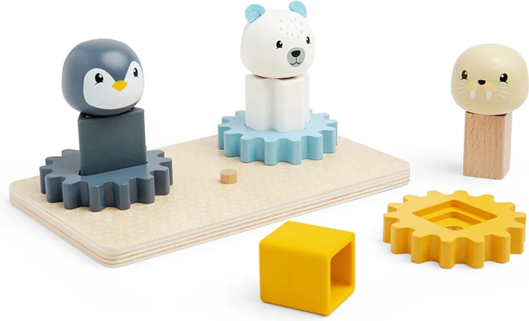 BigJigs Educatief Arctic Dieren Tandwielbord FSC Hout