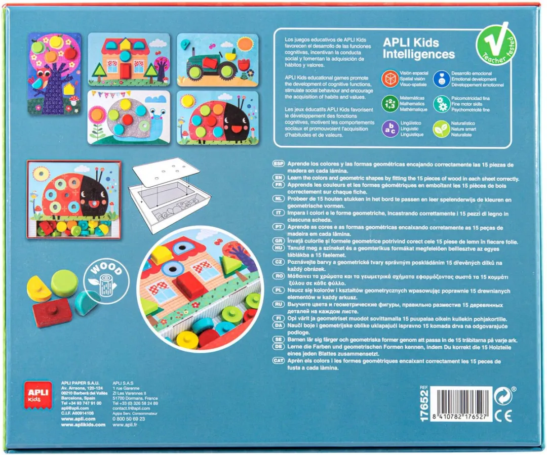 Apli Kids Mijn Eerste Houten Blokken Mozaïekspel 17652 - Multicolor