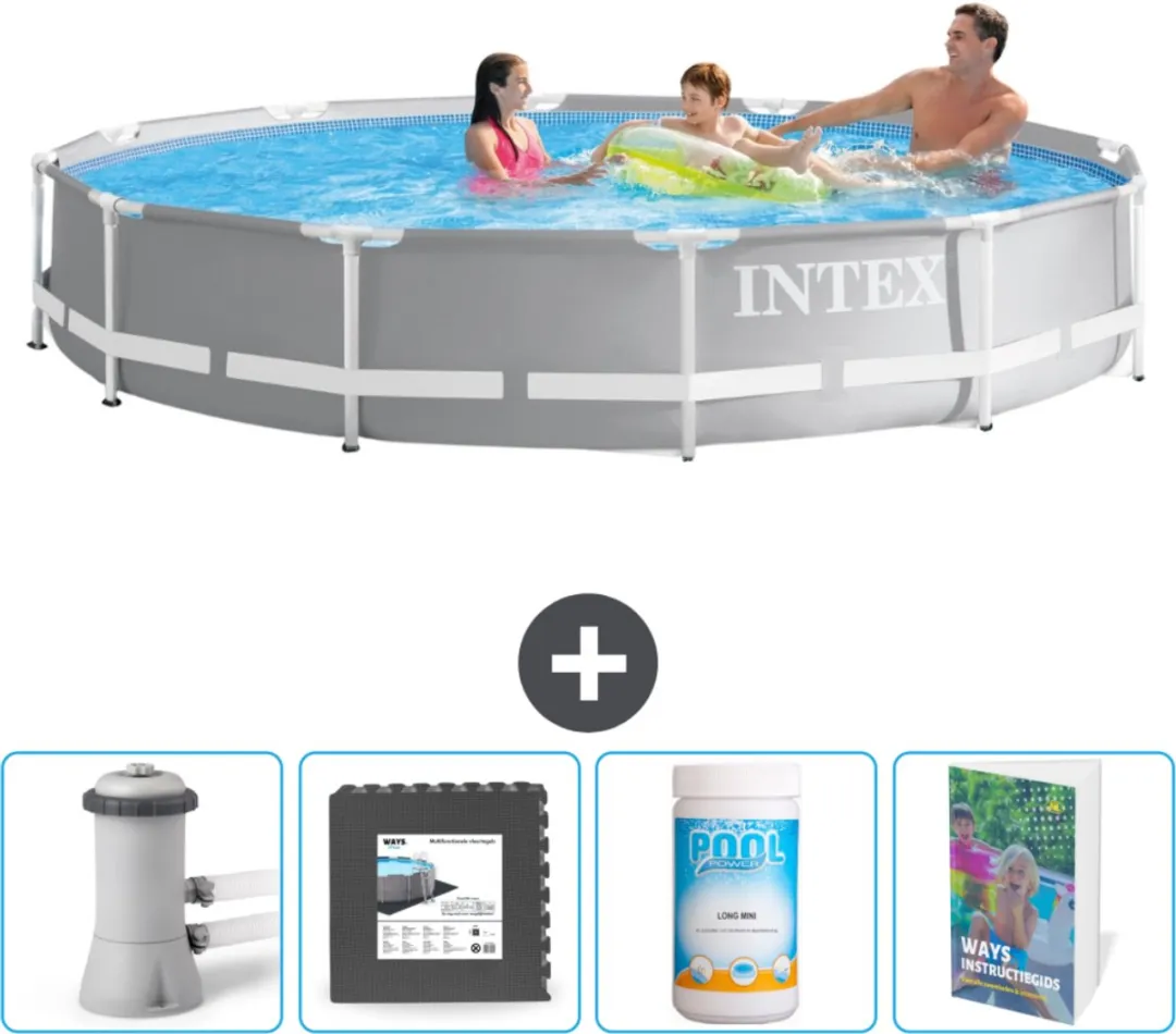 Intex Rond Prism Frame Zwembad 366x76cm - Grijs - afbeelding 2 van 6