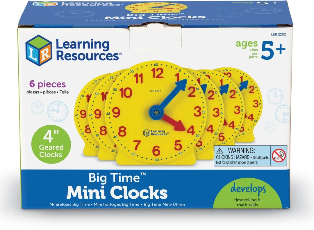 Learning Resources Big Time Mini-Clocks 6 Stuks - Multicolor