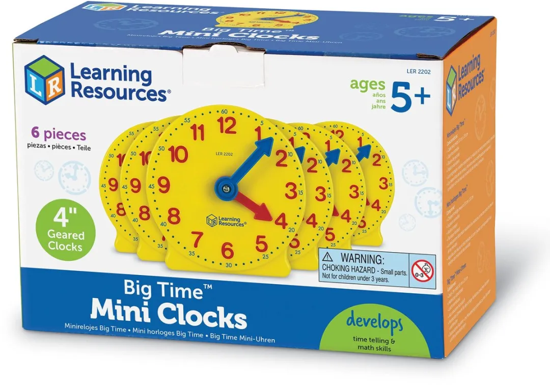 Learning Resources Big Time Mini-Clocks 6 Stuks - Multicolor