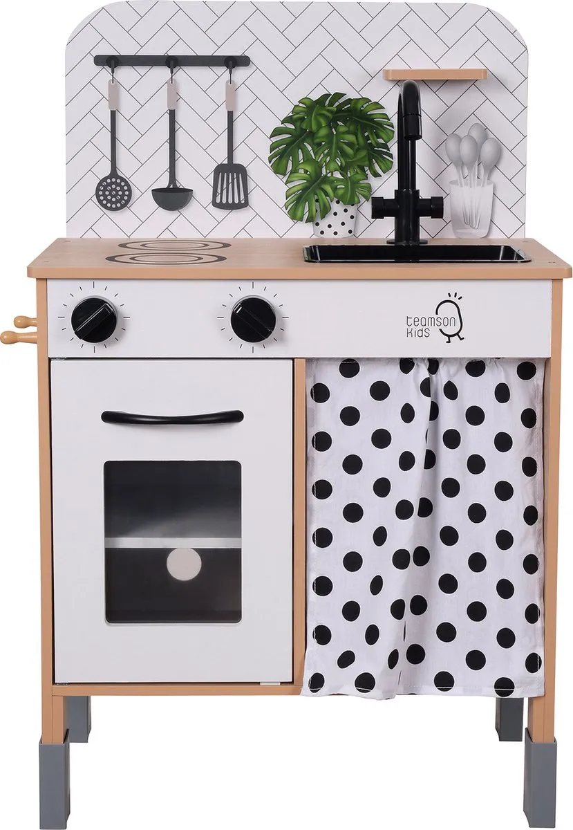 Teamson Kids Modern Houten Speelkeuken - Zwart/Wit