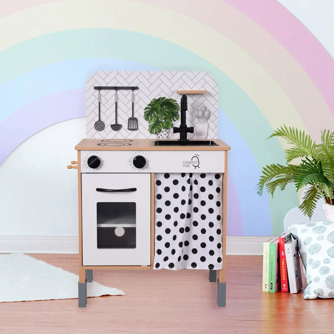 Teamson Kids Modern Houten Speelkeuken - Zwart/Wit