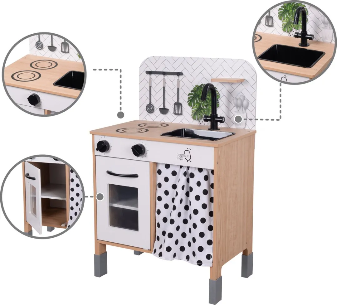 Teamson Kids Modern Houten Speelkeuken - Zwart/Wit