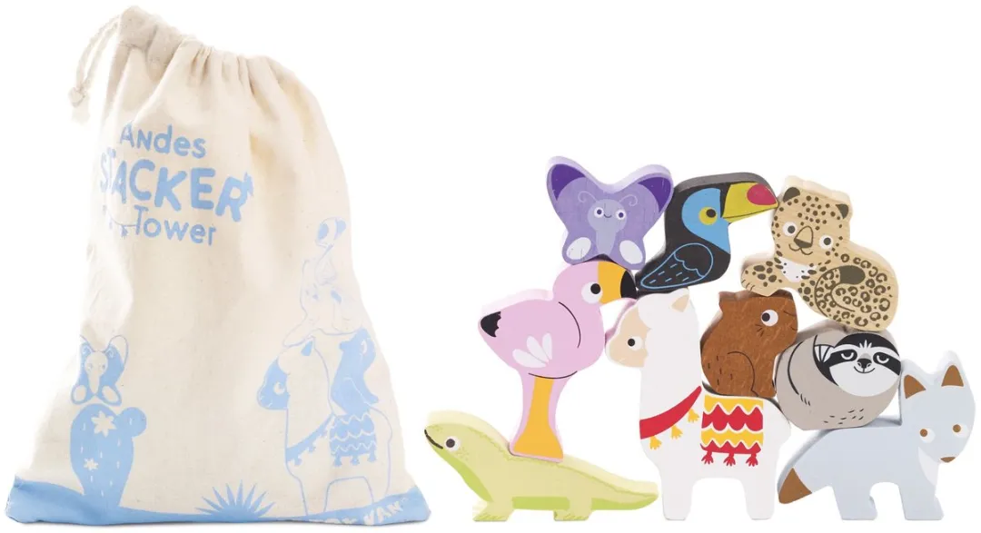 Le Toy Van Andes Stacker Tower & Bag PL113 - Meerkleurig