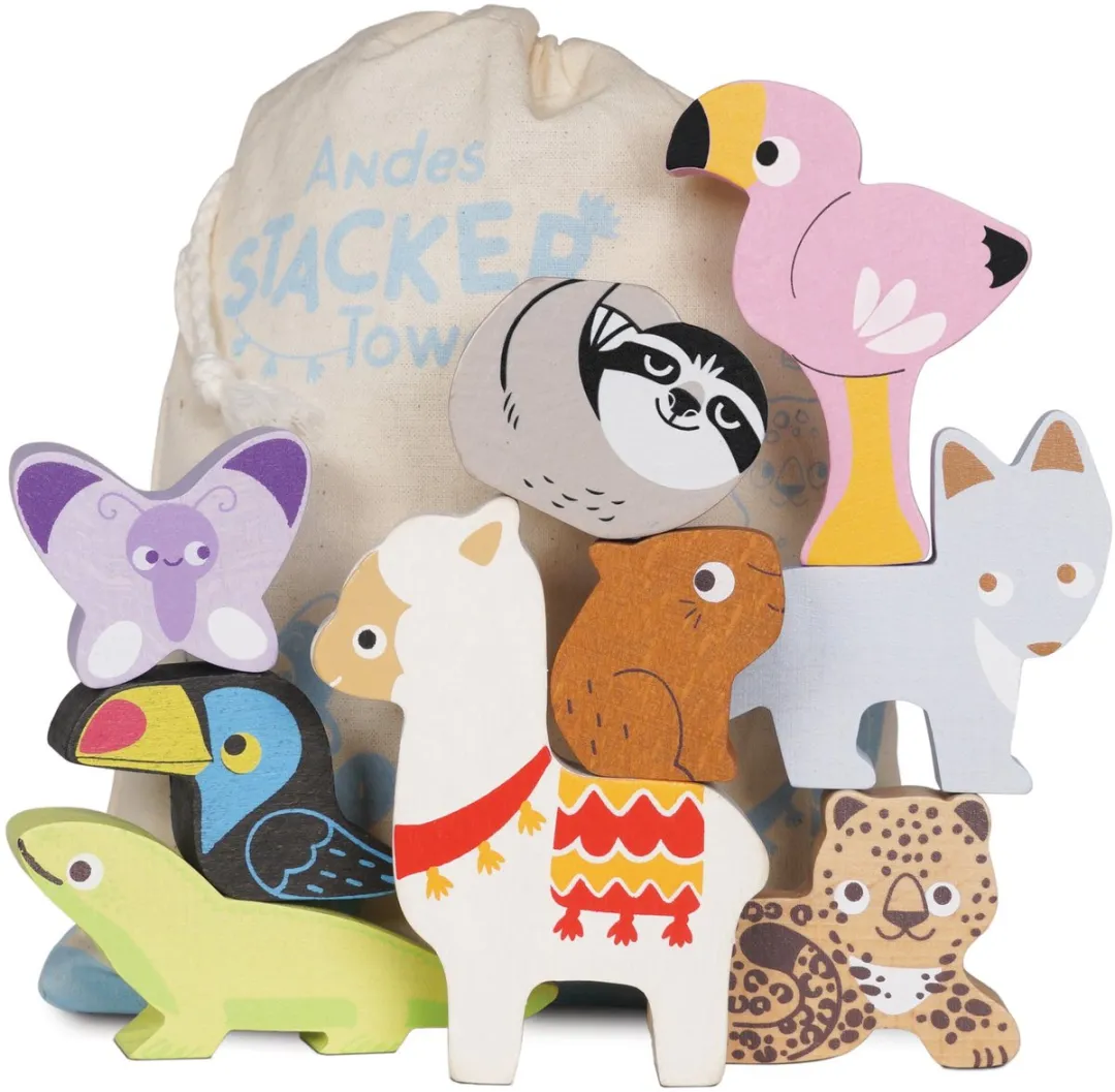 Le Toy Van Andes Stacker Tower & Bag PL113 - Meerkleurig