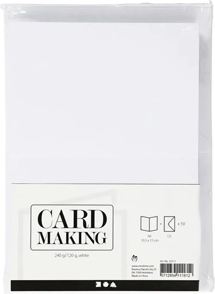 Creativ Company Kaarten & Enveloppen Wit 10,5x15cm - 50 Sets