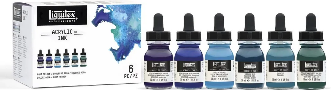 Liquitex Professional Acrylic Ink Aqua Colors - 6x30ml