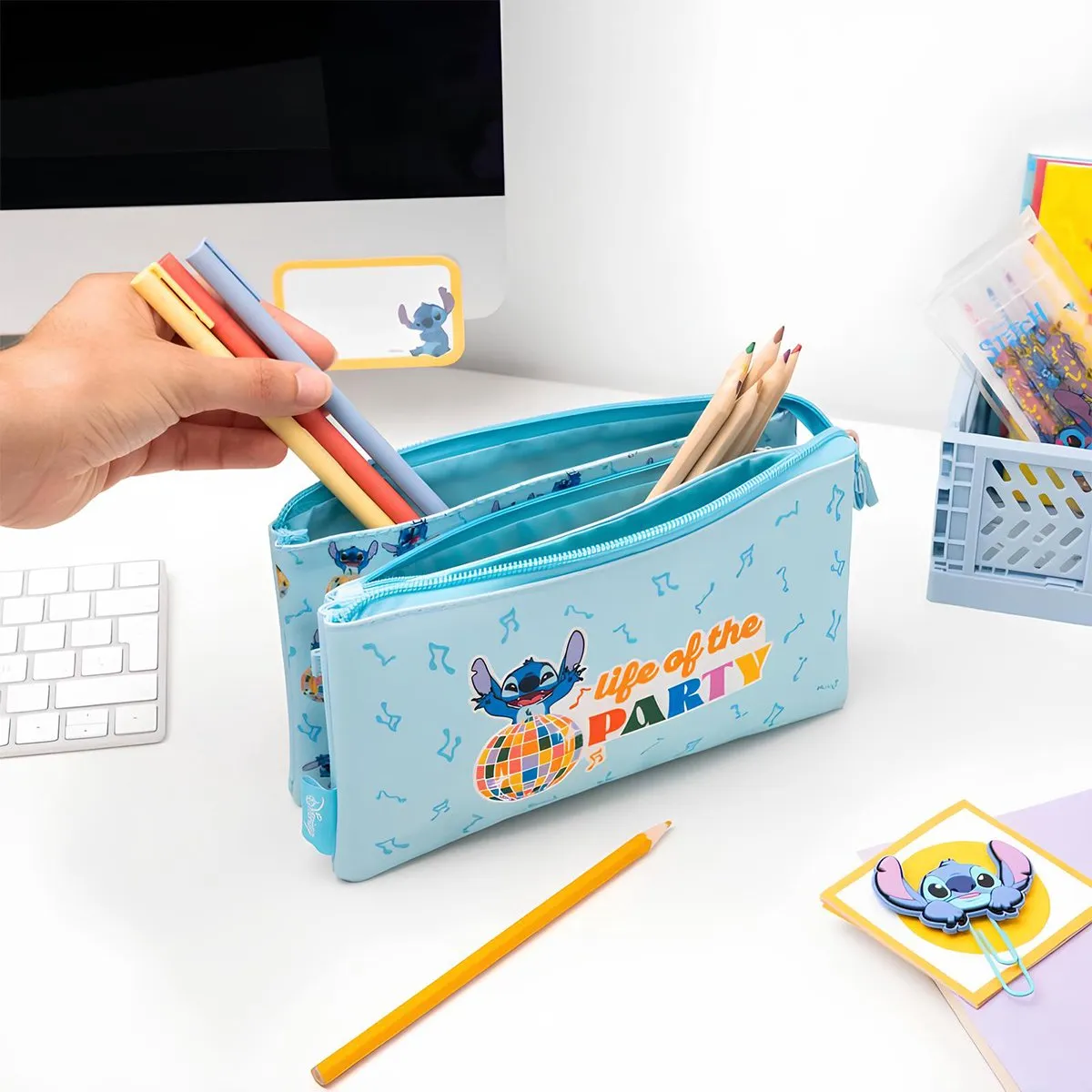 Disney Stitch Waves-etui 3 vakken - Lichtblauw - afbeelding 4 van 4