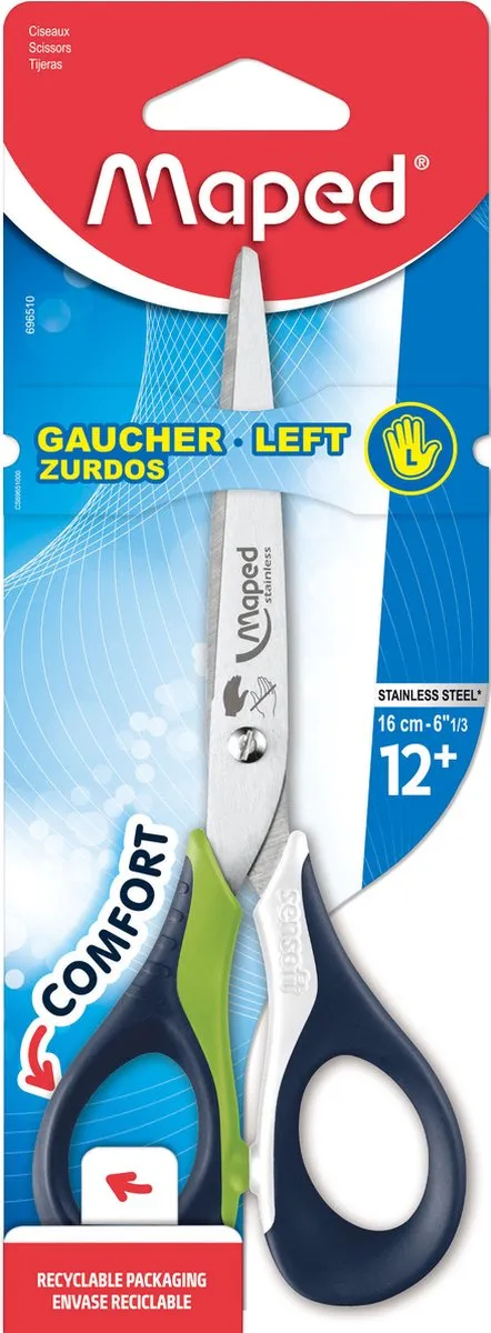 Maped Sensoft 3D Schaar 16cm - Linkshandig - Zwart/Groen