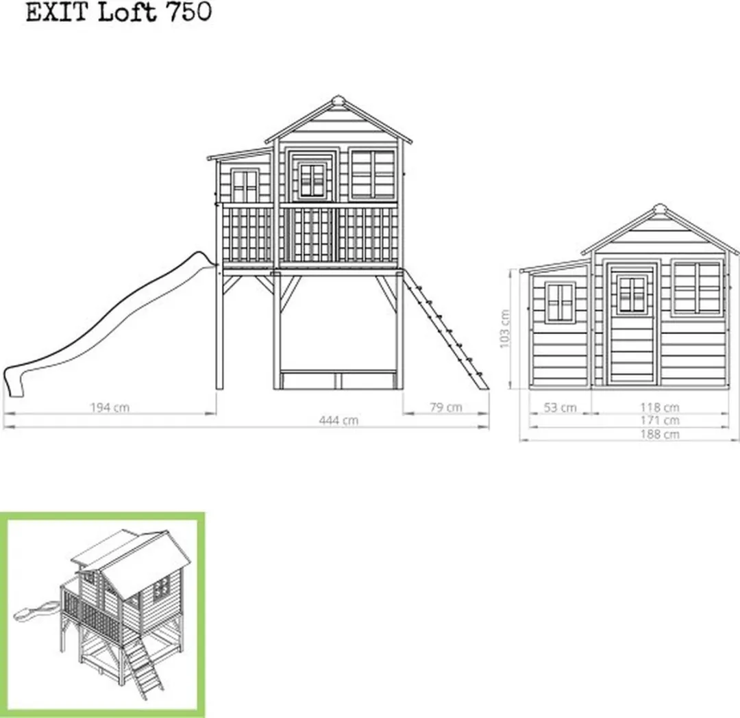 EXIT Toys Loft 750 Houten Speelhuis - Rood
