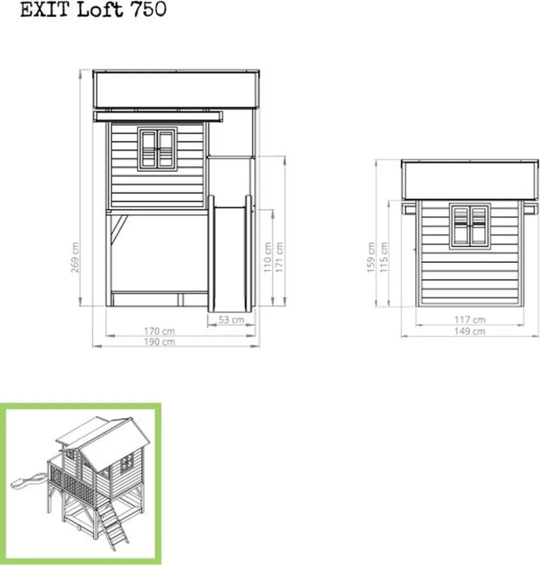 EXIT Toys Loft 750 Houten Speelhuis - Rood