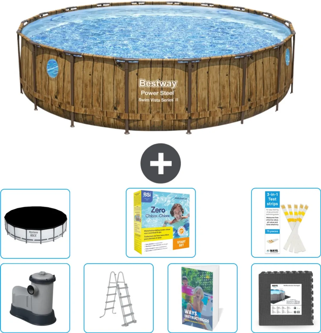 Bestway Power Steel Swim Vista Zwembad 549cm - Bruin