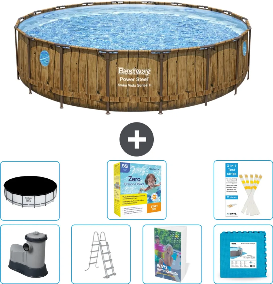 Bestway Power Steel Swim Vista Zwembad 549cm - Bruin
