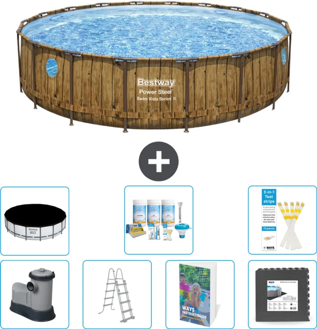 Bestway Power Steel Swim Vista Zwembad 549cm - Bruin