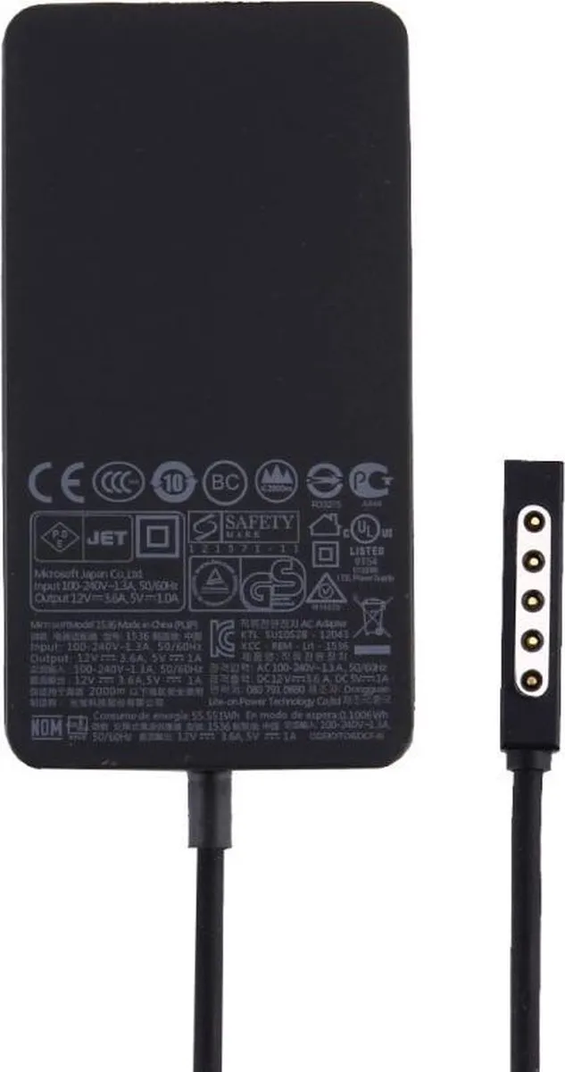 Microsoft Surface Pro 2/3 AC Adapter 65W - 1536 - Zwart