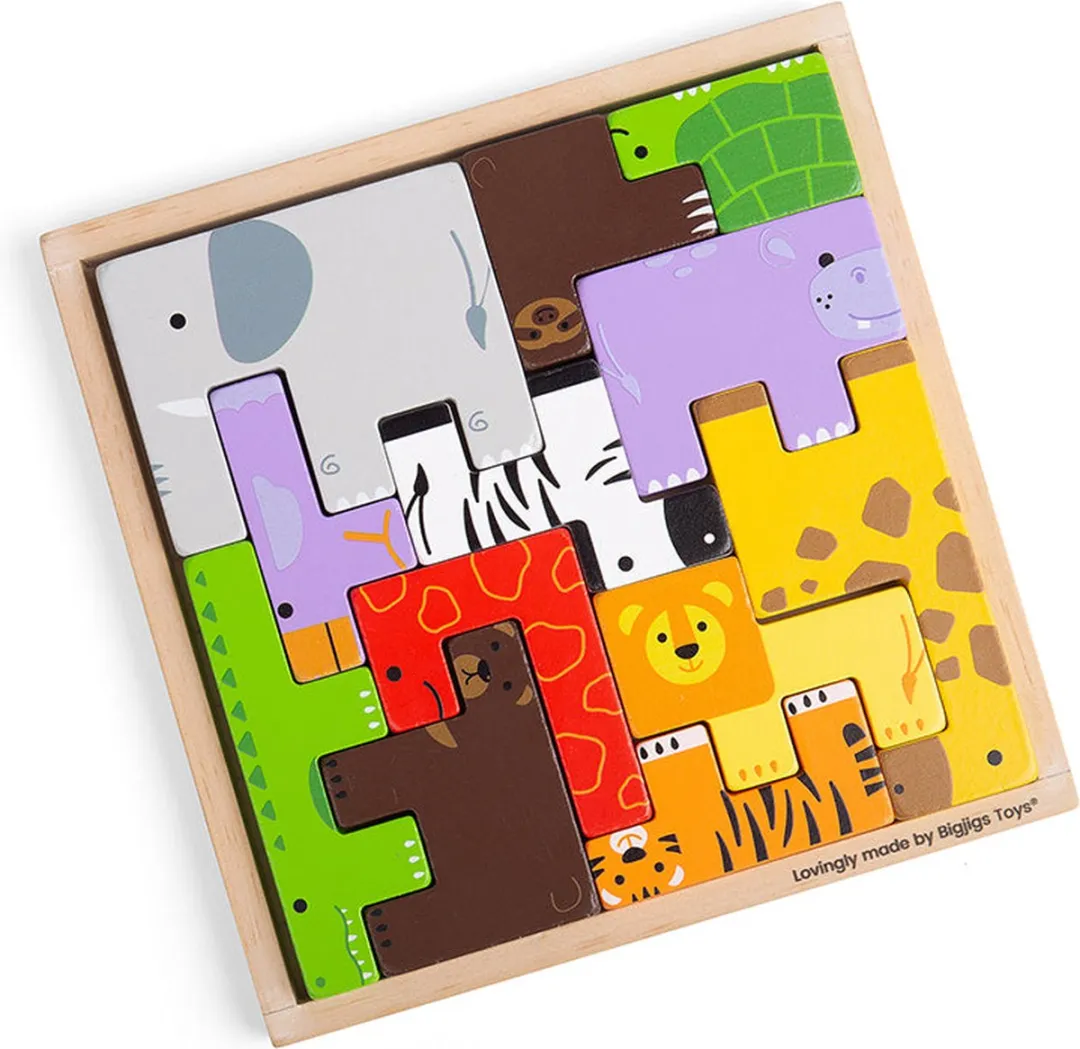 BIGJIGS Animal Lock-A-Block 1000 Stuks - Bruin