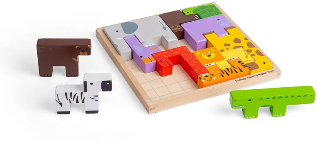 BIGJIGS Animal Lock-A-Block 1000 Stuks - Bruin