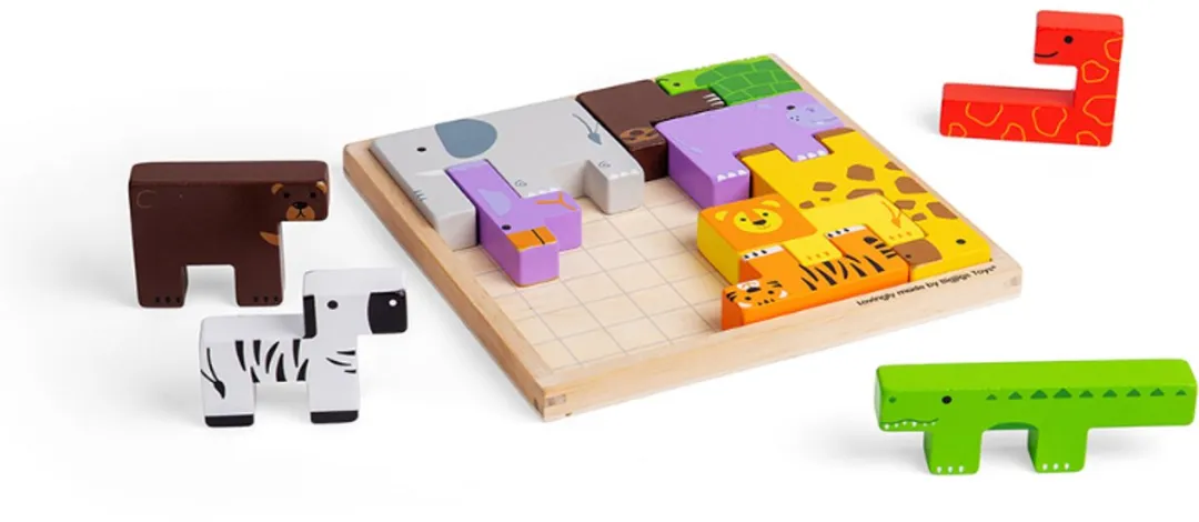 BIGJIGS Animal Lock-A-Block 1000 Stuks - Bruin
