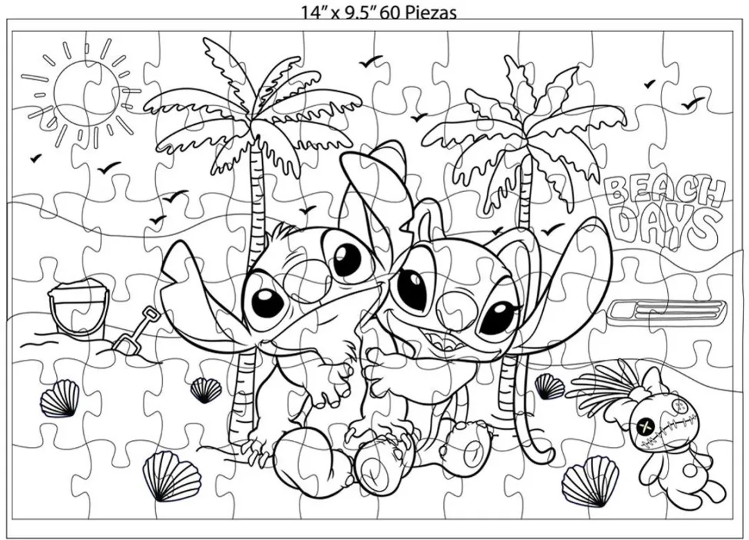 Lilo & Stitch 2-in-1 Puzzelset 60 Stuks - 35,5x24cm - Multi