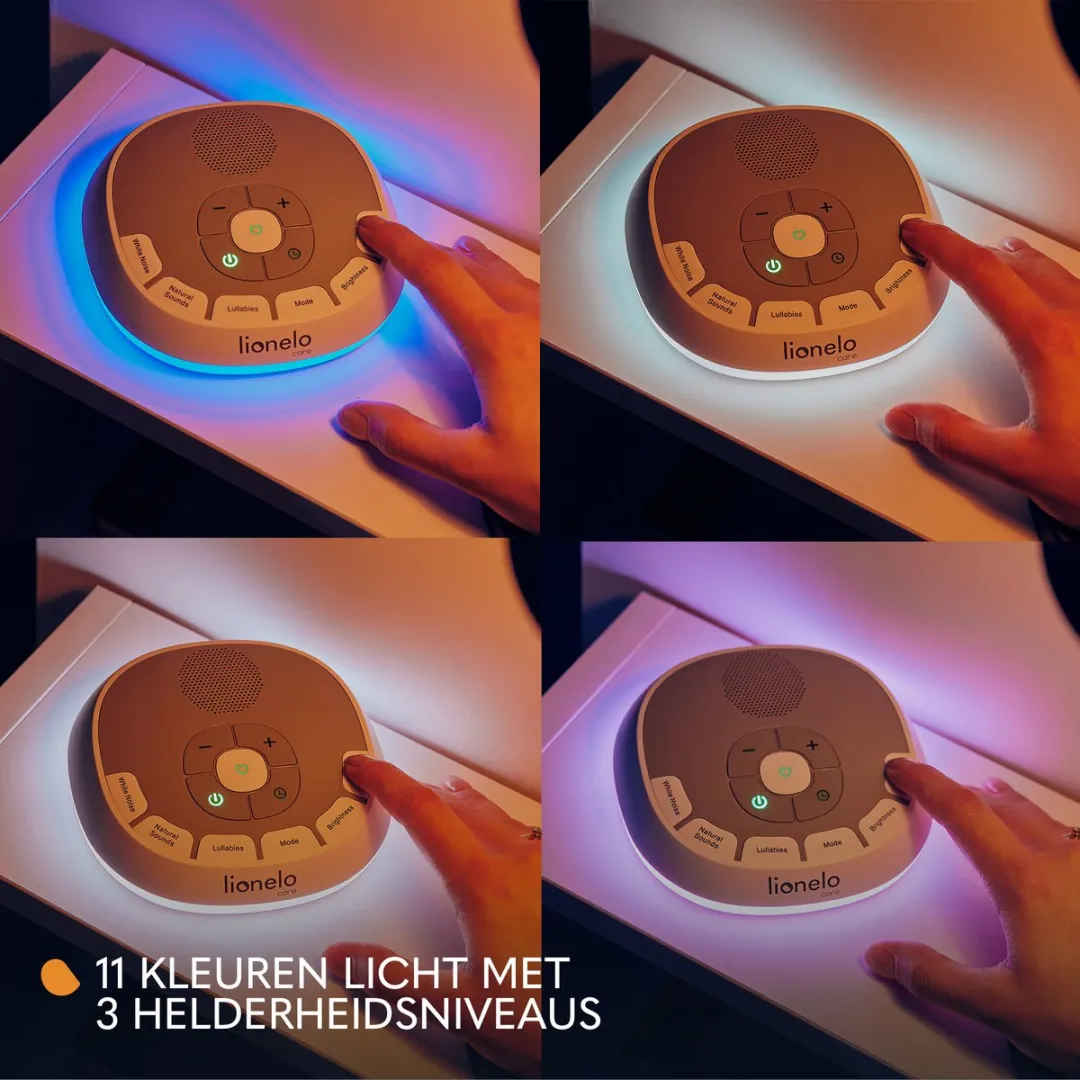 Lionelo BabyNap Muziekdoosje & Nachtlampje - 20 Geluiden - 11 Lichtkleuren - LoveBeat Hartslagopname