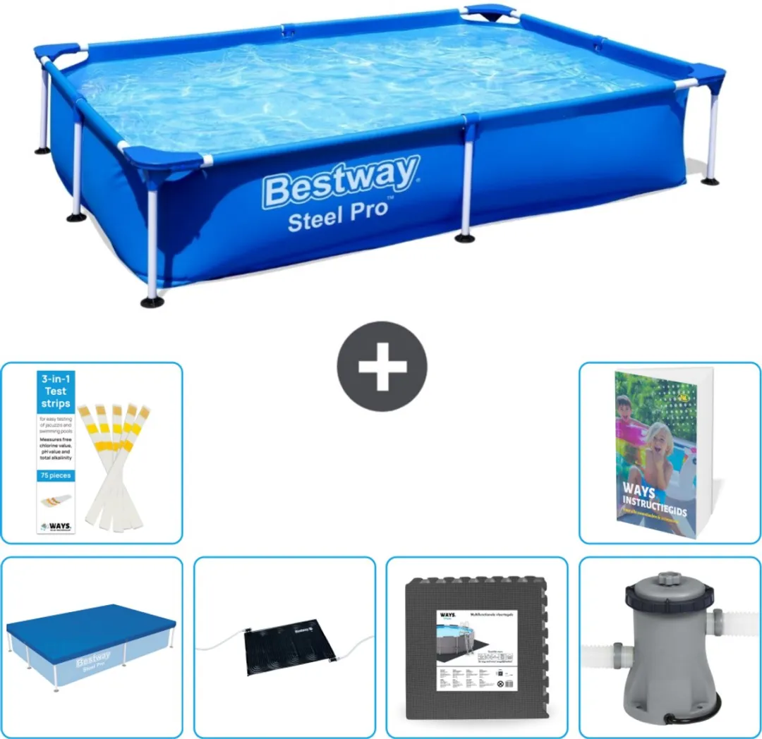 Bestway Steel Pro Zwembad 221x150cm Blauw - 1200L - 7-delig