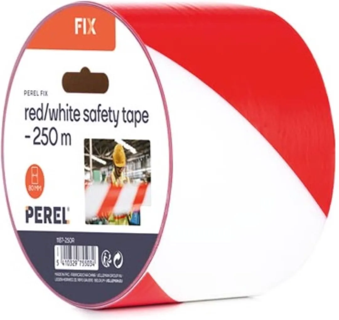 Perel Afzetlint 250m Rood/Wit