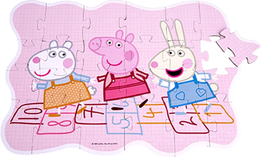 Barbo Toys Peppa Pig Decoratiepuzzel 24 Stuks - Blauw/Grijs/Oranje/Roz/Wit
