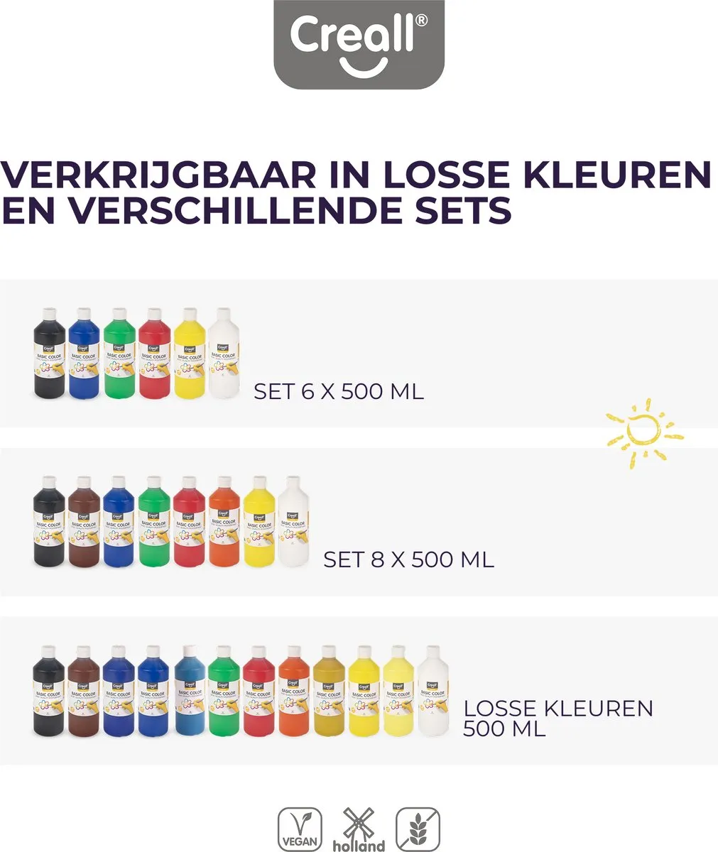 Creall Plakkaatverf Set 8x500ml - Mix