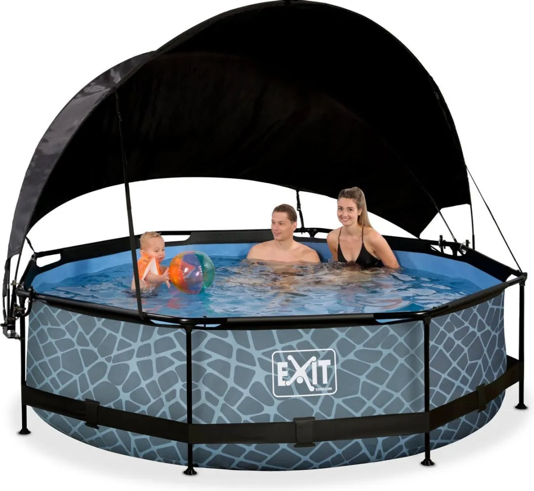 EXIT Stone Zwembad 320cm - Grijs - met filterpomp en schaduwdoek - afbeelding 6 van 6