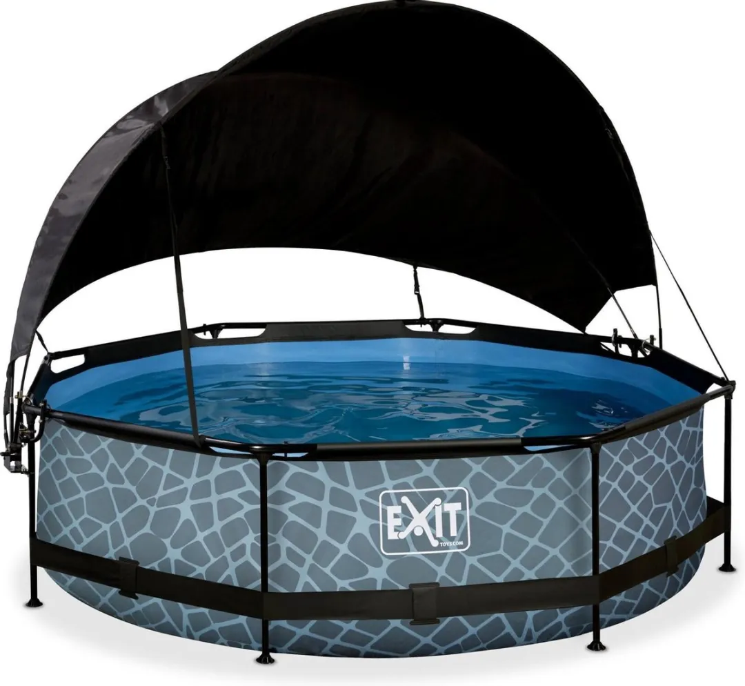 EXIT Stone Zwembad 320cm - Grijs - met filterpomp en schaduwdoek