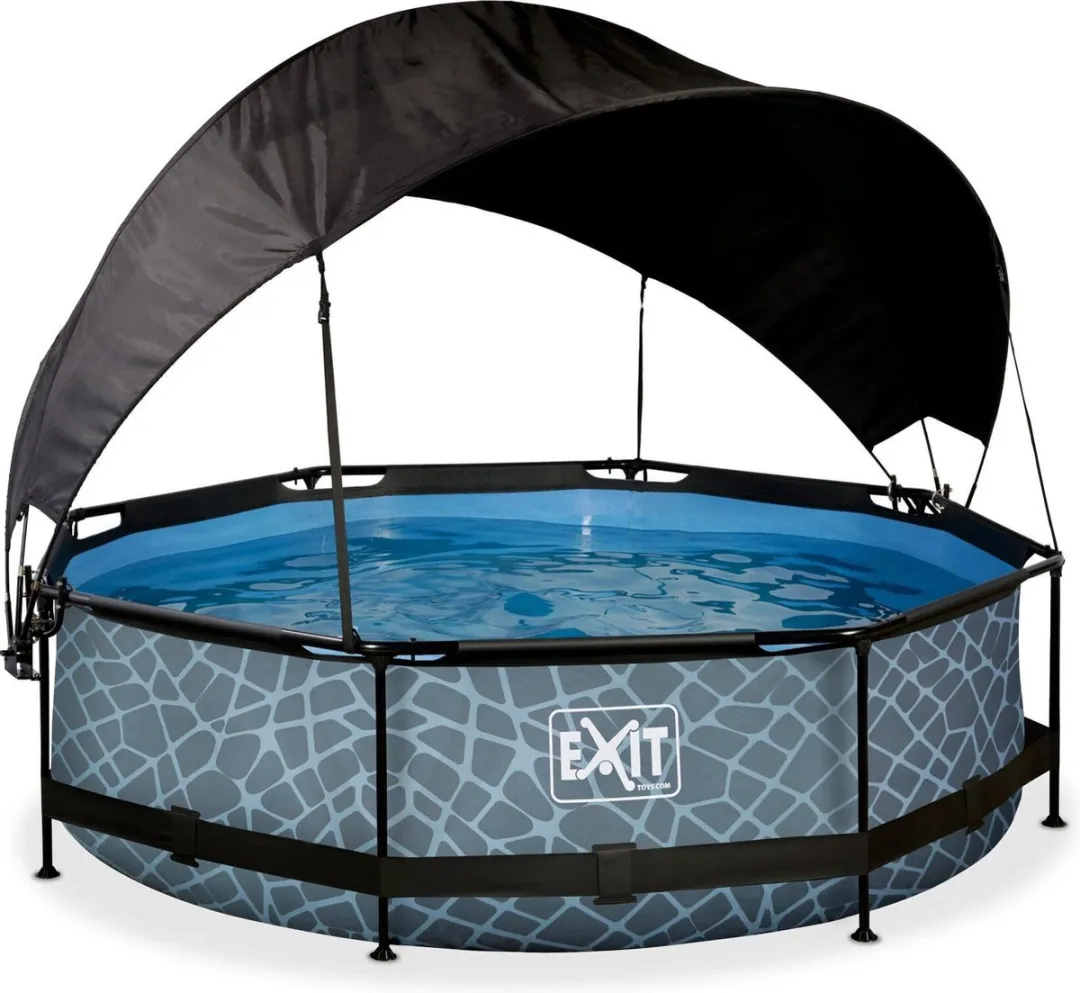 EXIT Stone Zwembad 320cm - Grijs - met filterpomp en schaduwdoek