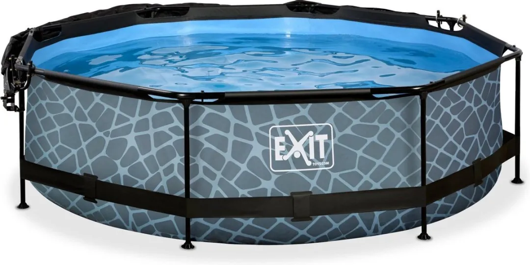 EXIT Stone Zwembad 320cm - Grijs - met filterpomp en schaduwdoek
