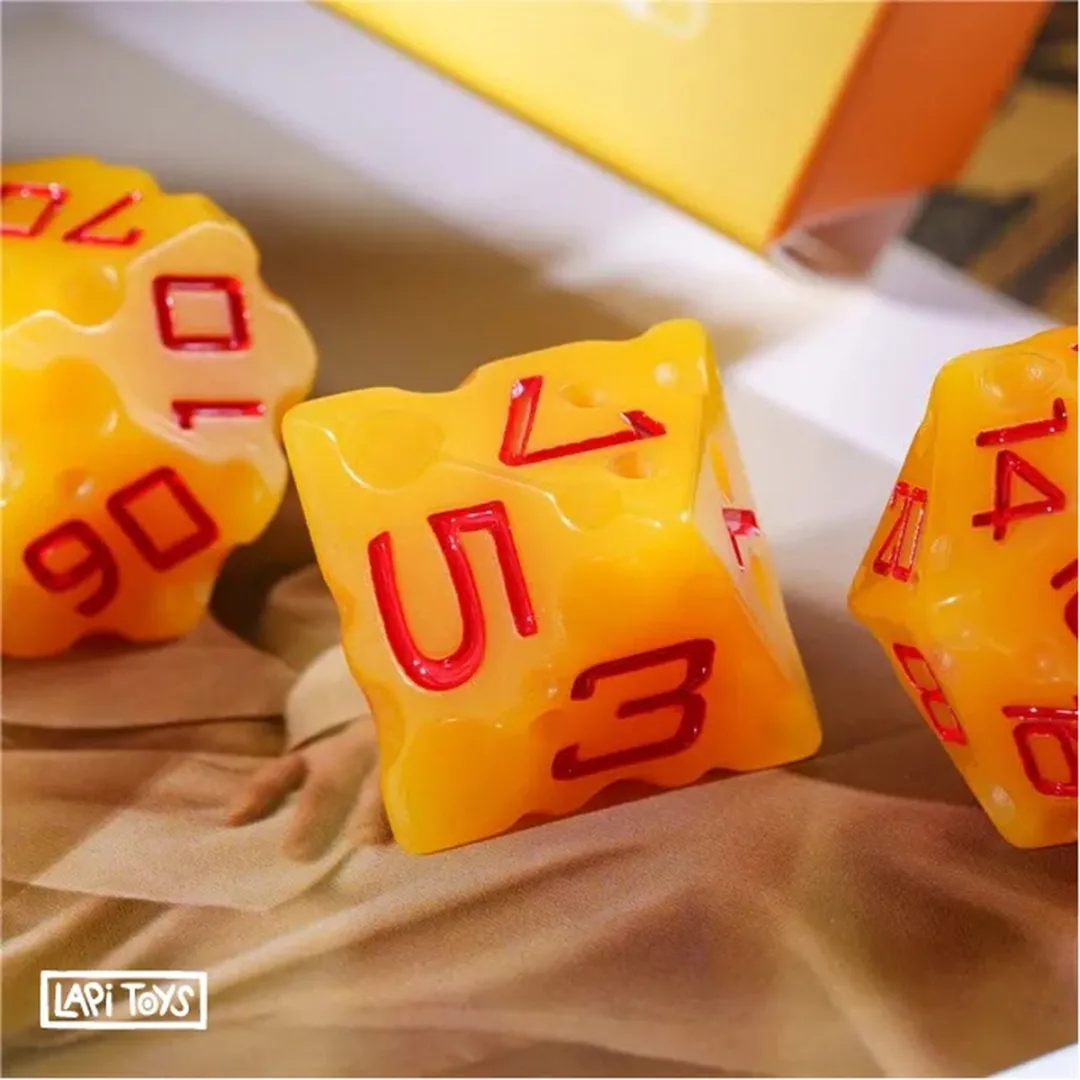Lapi Toys DnD Polydice Dobbelstenen - 7 Stuks - Kaasblokjes - Geel