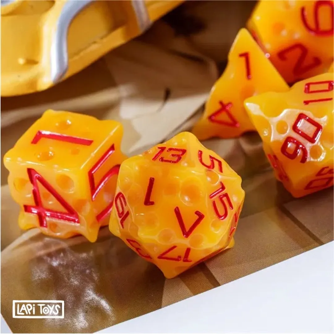 Lapi Toys DnD Polydice Dobbelstenen - 7 Stuks - Kaasblokjes - Geel