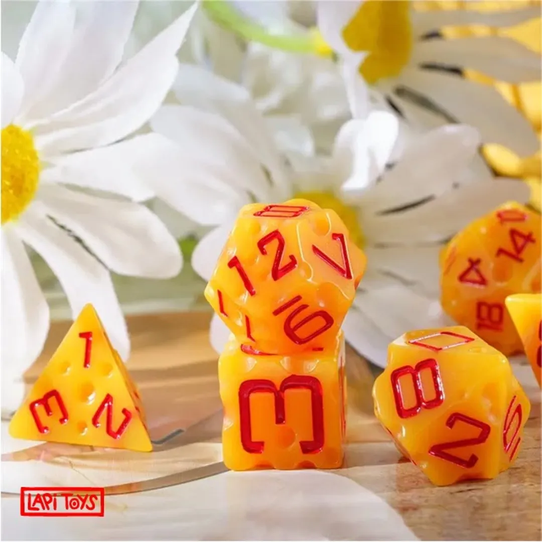 Lapi Toys DnD Polydice Dobbelstenen - 7 Stuks - Kaasblokjes - Geel