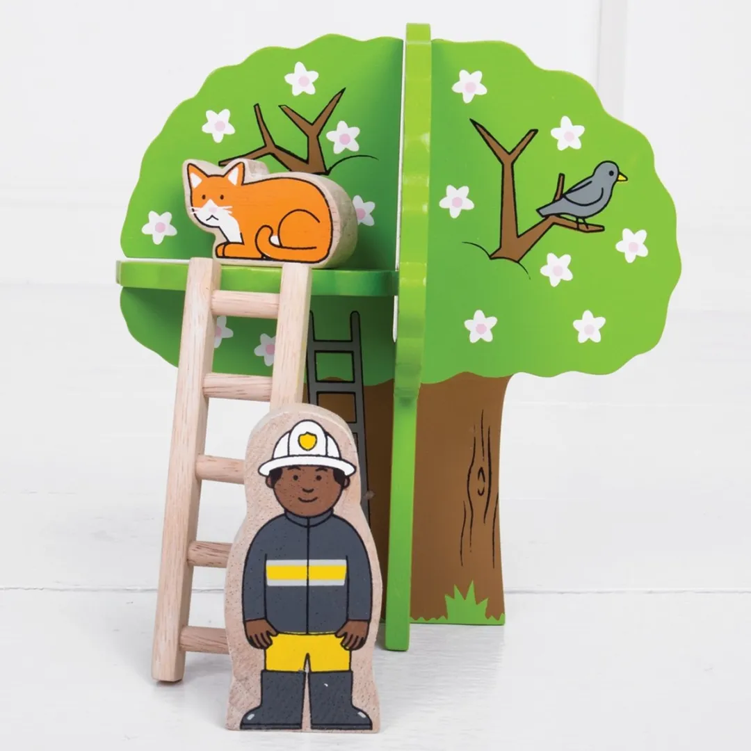 BIGJIGS Houten Brandweer Treinset 39-delig - Meerdere kleuren